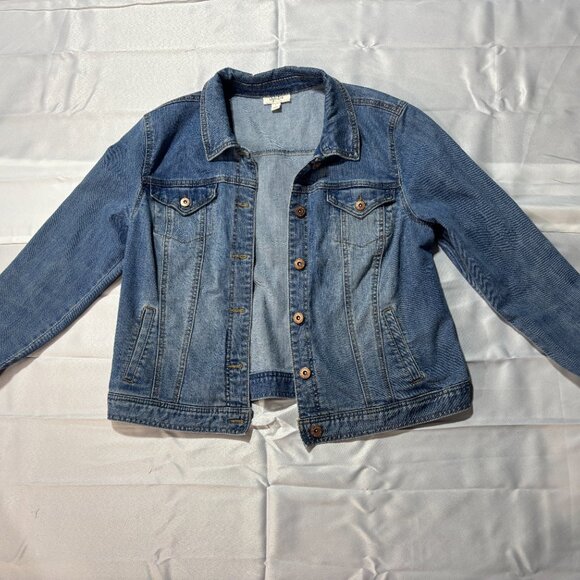 Style & Co. Daisy Blue Denim Stretch Jacket Size Large L - Picture 2 of 6